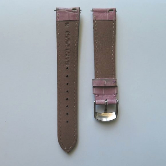 18mm Croc Embossed Mauve Pink Leather Watch Strap Replacement Band - Picture 7 of 12